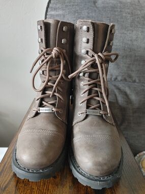 Harley-Davidson Brown Leather Lace-Up Work Boots